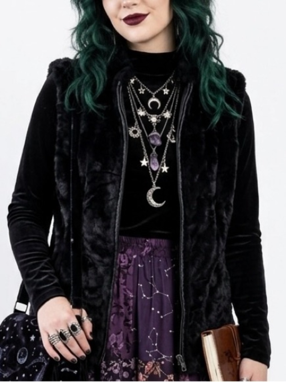 Black Faux Fur Vest - Women's